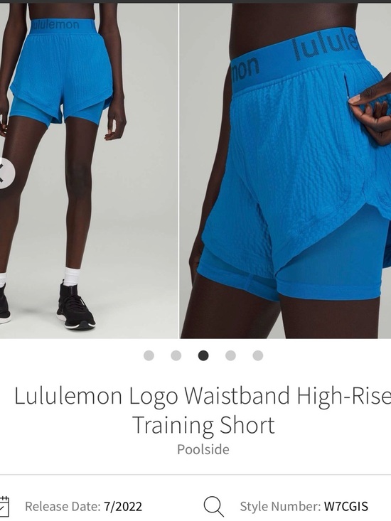 lululemon athletica Pants - lululemon athletica High-Rise Logo Waistband Training Shorts — Poolside Blue